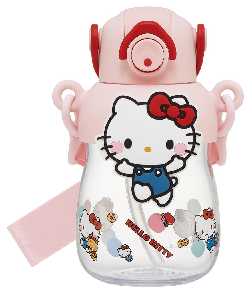 Skater Rubber Mascot Straw Locking Shoulder Sanrio Hello Love Every Bottle, 650ml, One-Push Open, Function, Handle, Strap, Kitty, Day, PRMC7ST-A