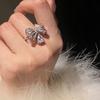 Bow, Water Drop Ring, Female Flash Diamond, Zircon, Light Luxury Texture, Niche Design, Sweet And Cool Style, Advanced Feeling Index Finger