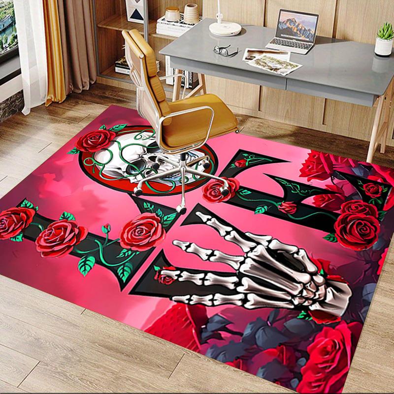 1PC Love Skull Extra Large Non Slip Floor Carpet, Office, Family, Studio   Large Area Rug Indoor Rugs, Bold Statement Piece