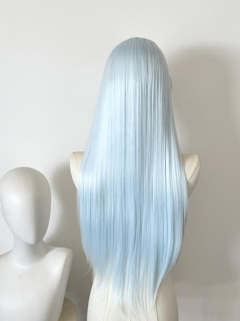 Weiß-Blaue Spitze Front Perücke für Damen 13x4 HD 26 Zoll Langes Gerades Haar Perücke Synthetische Spitze Perücken Spitze Front Frontal für Cosplay
