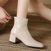 Woman Boots Square Head Short Boots Autumn 2026 Autumn and Winter New Leather Thick Heel Women's Boots