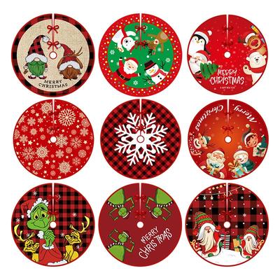 Hot Sale 1Pc Christmas Printed Tree Skirt New Cartoon Round Elk Christmas Tree Decoration Base Ornament Tree Apron