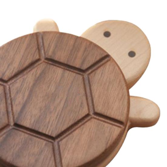 Walnut Turtle Coasters Wooden Kettle Tea Coaster Heat-Resistant Dining Plate Mat Drink Holders for Hot Cold Beverages Home Office Decoration