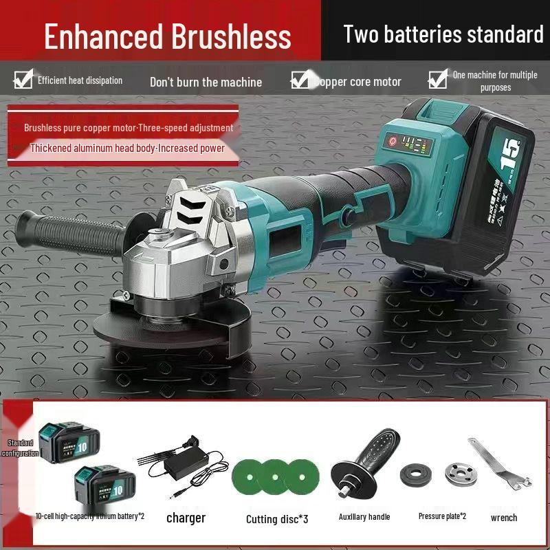 משחזת זווית אלחוטית בעלת הספק גבוה: מנוע מברשות רב-תכליתי לטחינה וליטוש