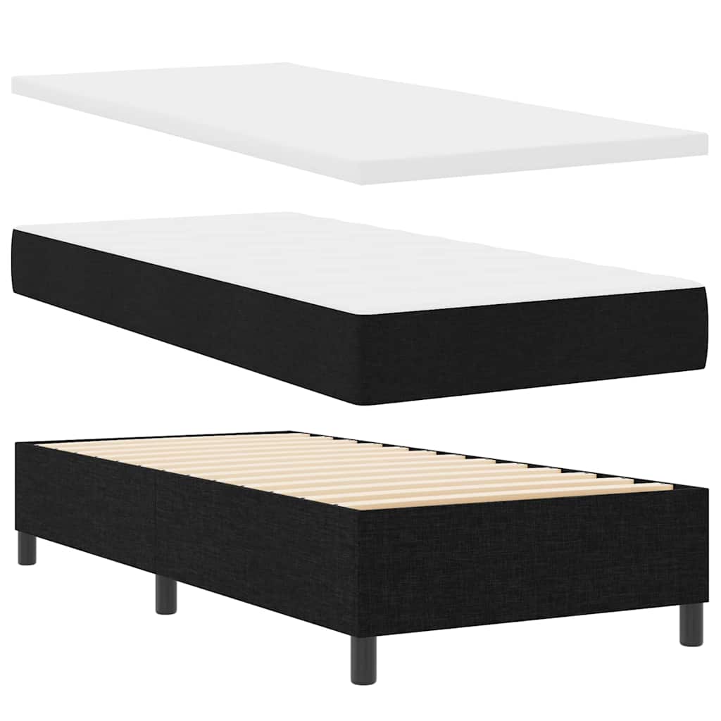 Box Spring Bed with Headboard Black 90 x 200 cm Fabric