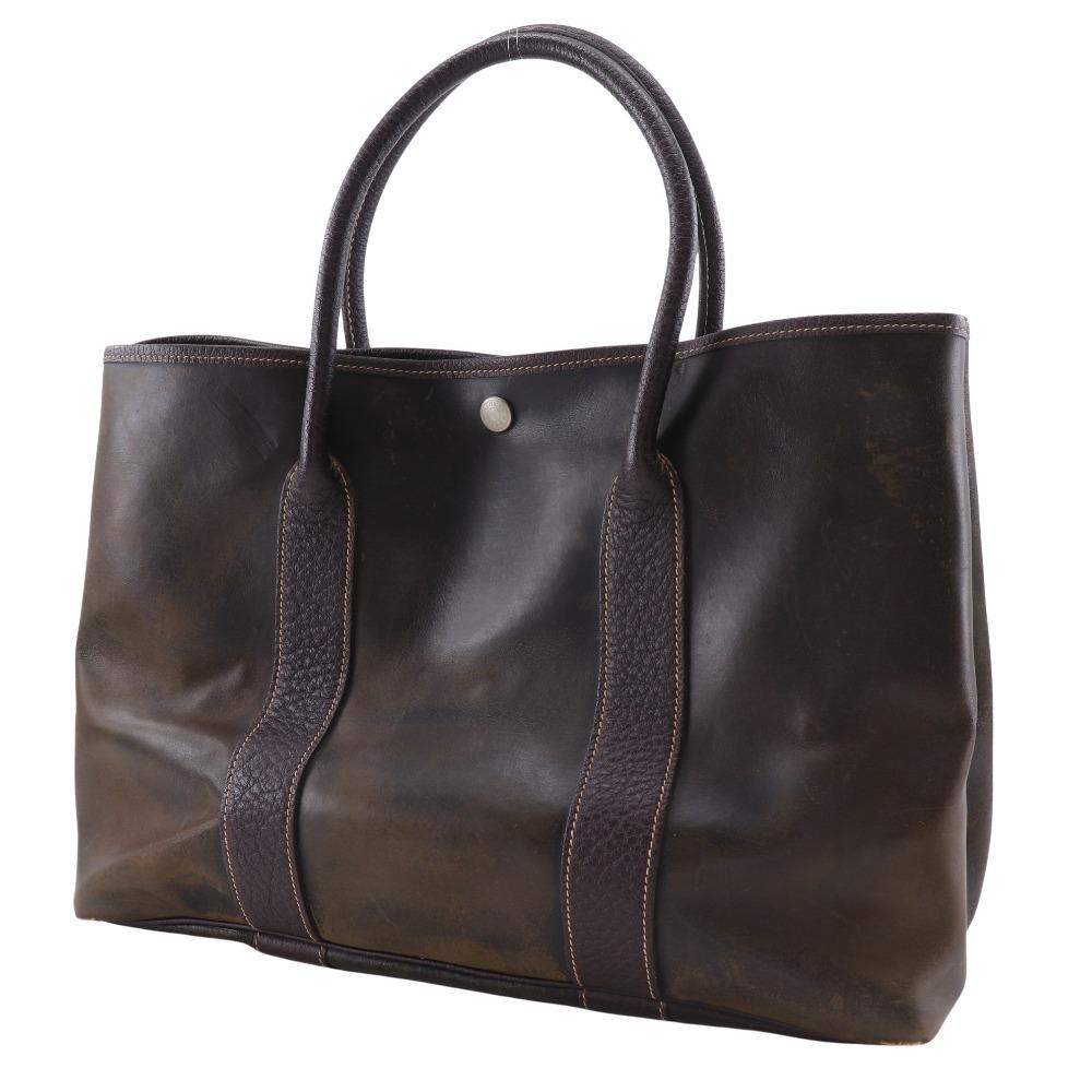 Hermes Garden Party PM Tote Bag Brown Amazonia Women Used
