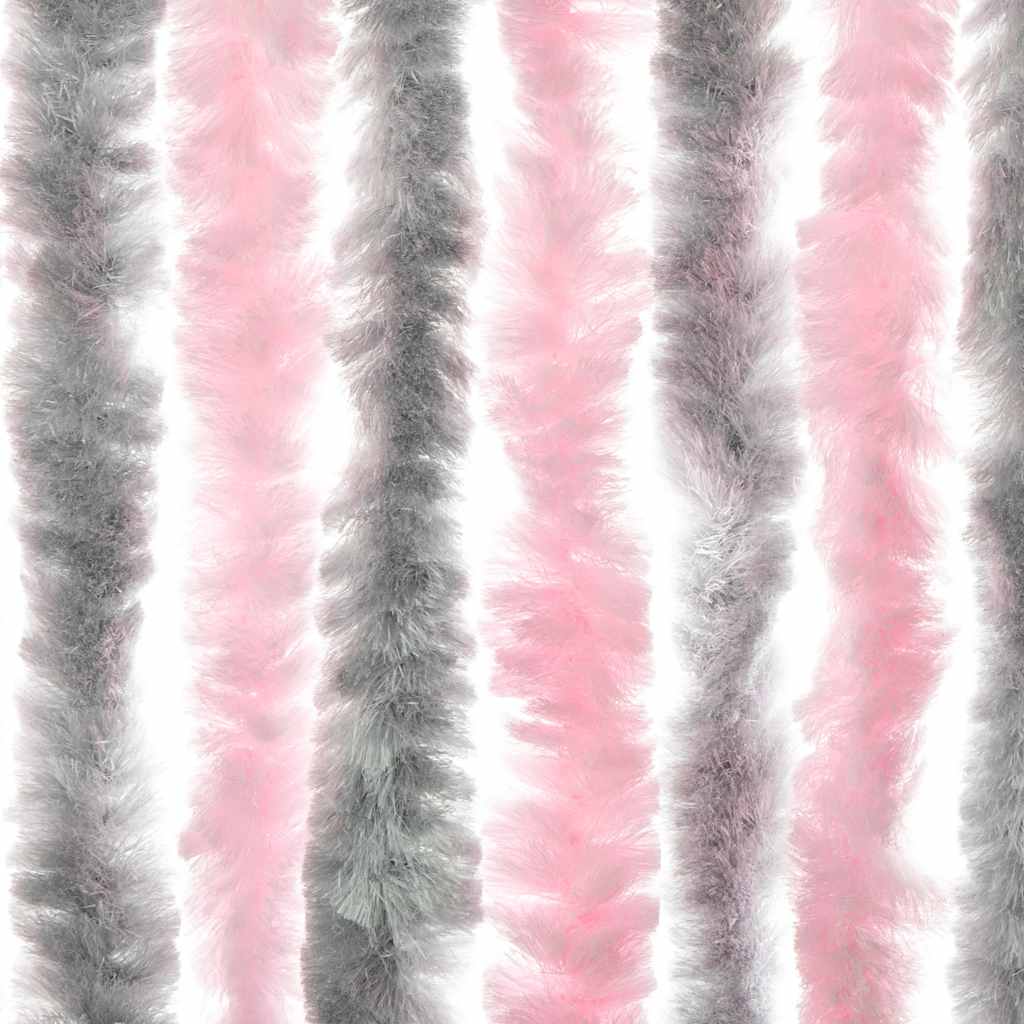 Fly Screen Curtain in Silver Gray and Pink 56 x 185 cm Chenille