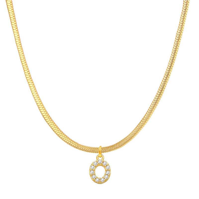 Letter Pendant Necklace in Wind Snake Bone Clavicle Chain Titanium Steel Necklace Zircon Pendant Necklace