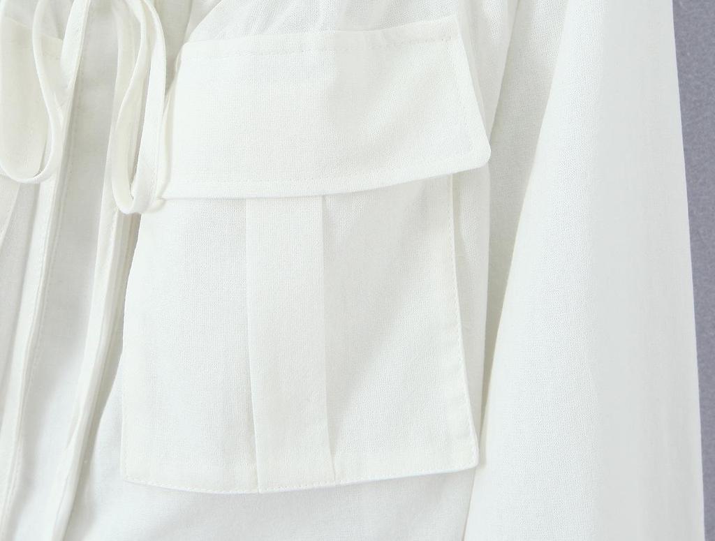 2025 Autumn European & American Style Women's White One-Shoulder Tie-Up Top