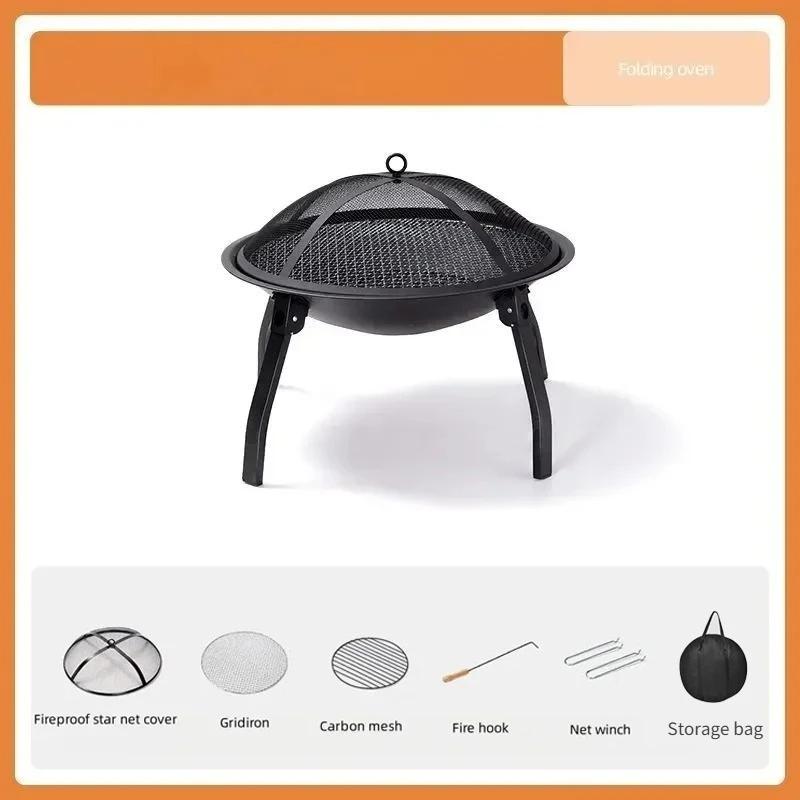 Camping Fire Pit Bonfire Charcoal Barbecue Stove Fire Wood Heater Outdoor Burner Winter Insulation  Bbq Grill Outdoor  Grill