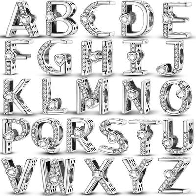 Genuine Copper Charm Bead Charms Authentic 26 Letters AZ Alphabet Compatible With Bracelets Woman Accessories Do It Yourself Jewellery