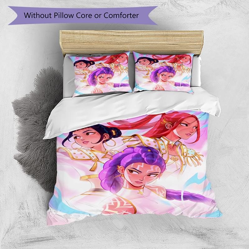 3pcs KPop Demon Hunters17 Design Cover Set - HD Printed Bedding with 1 Cover and 2 Pillowcases - Perfect for Home and Dorm Decor