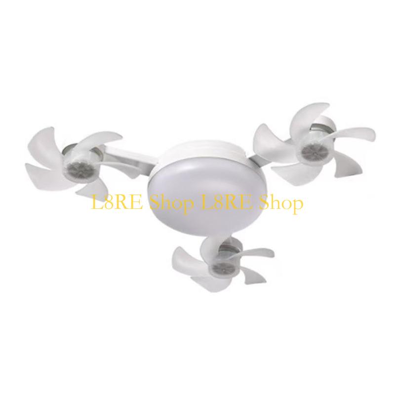 L8RE E27 Ceiling Fan with LED Light Ceiling Fan Lamp Remote Controlled Fan Ceiling Light Perfect for Bedroom and Kitchen A