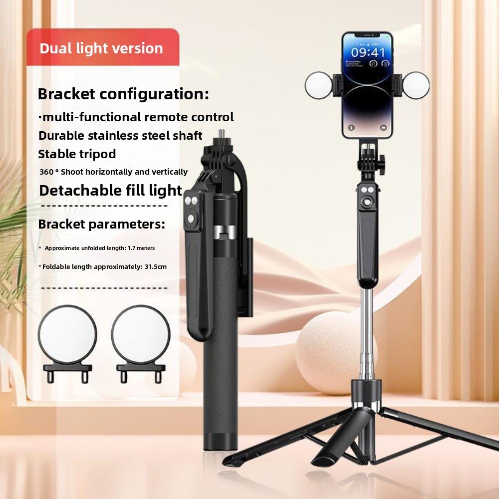 Statief Bluetooth Selfiestick Met LED-lamp Selfiestick Standaard Live Uitzending