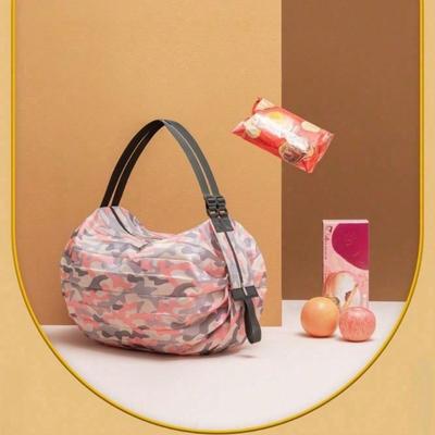 Large-Capacity Waterproof Foldable Shopping Tote Bag Durable Polyester Adjustable Shoulder Straps Circular Design for Travel