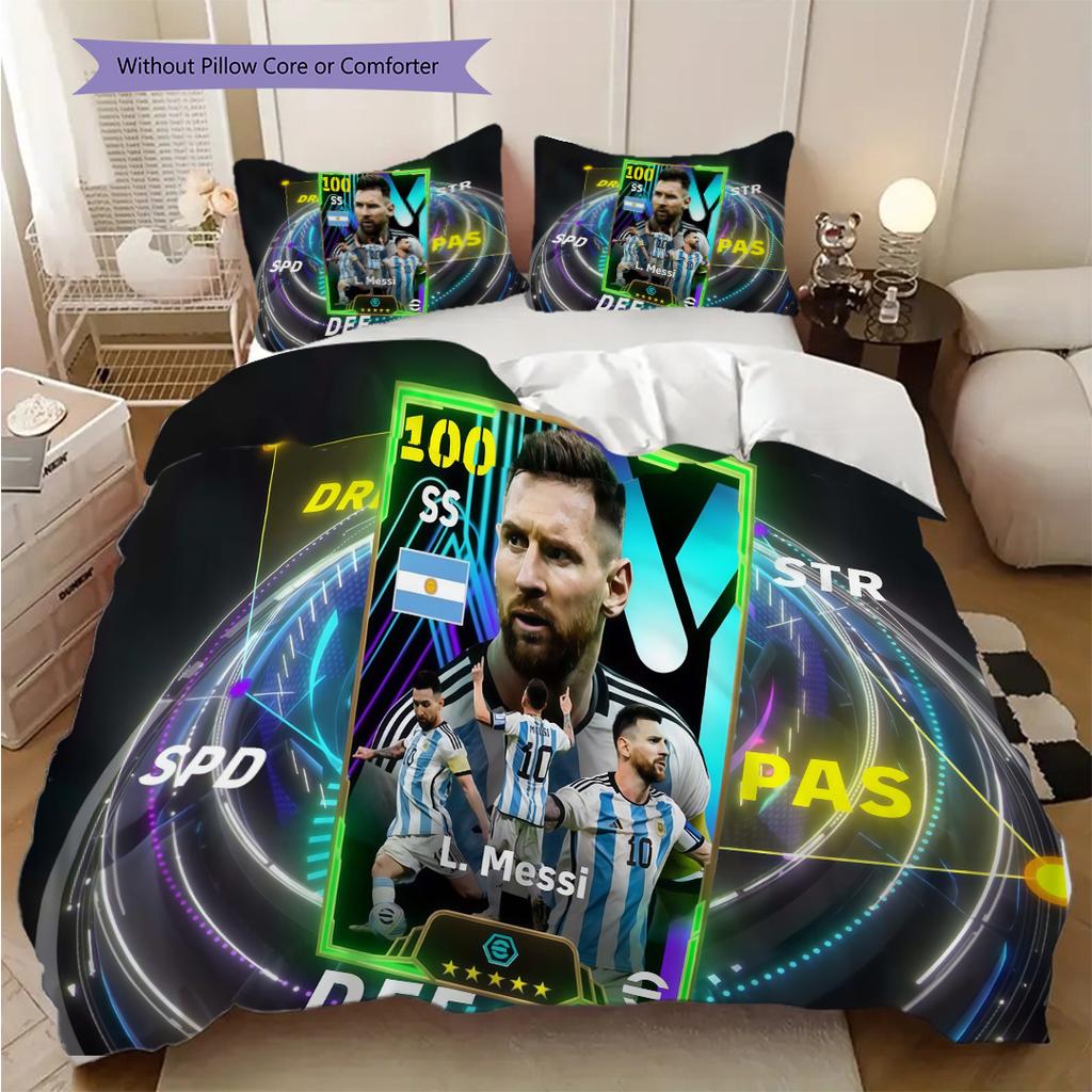 Ronaldos Legacy Football Three-piece set (1 * duvet cover + 2 * pillowcase, without core) 2D Flat Duvet cover and pillowcase Soft and comfortable