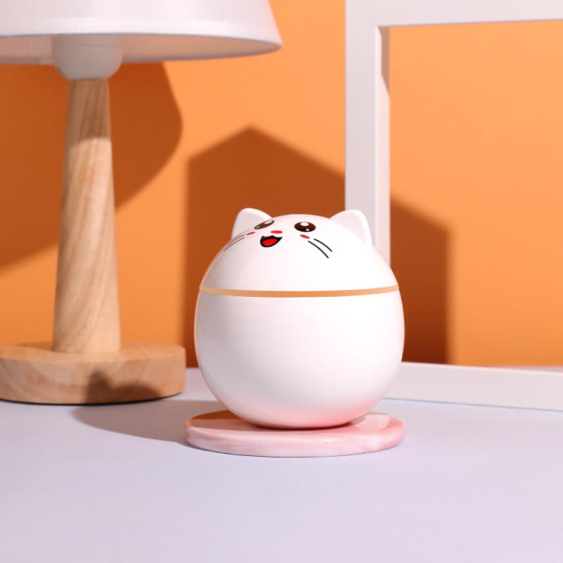 300ml Mini Lucky Cat USB zvlhčovač vzduchu Ultrazvukový Aroma Difuzér Výrobník mlhy s LED světly Přenosná čistička vzduchu do auta
