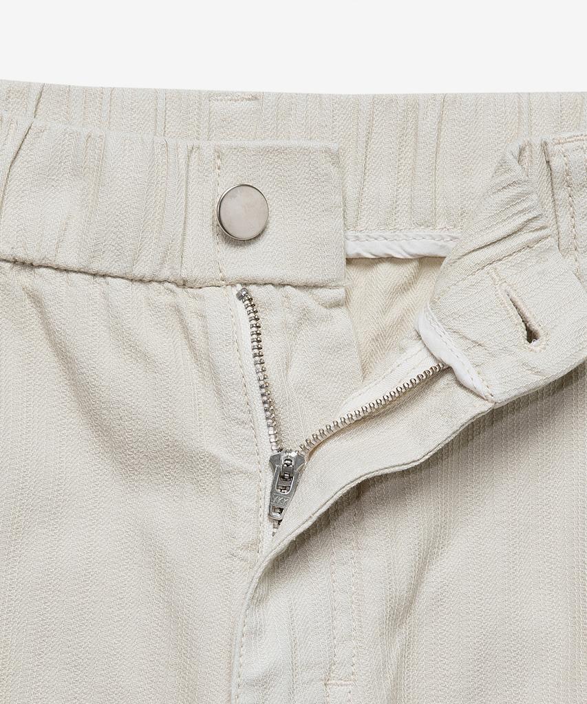 MINDBRIDGE Semi-Wide Denim-Like Full Elastic Waist Cream Pants