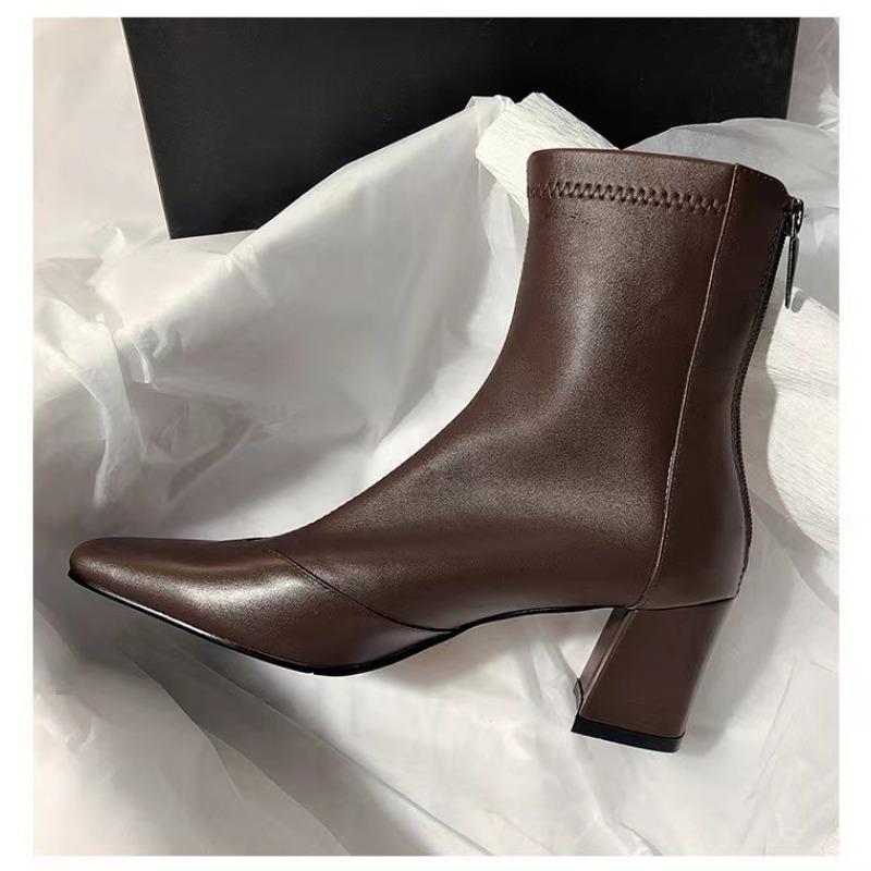 Fashion Autumn Women Ankle Boots Shoes Fashion Pointed Toe Ladies Short Boot Square Low Heel Casual Winter Boots Women's Footwear