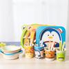 Creative Bamboo Fiber Children's Dinnerware Set - Five-Piece Cartoon Design for Kids.