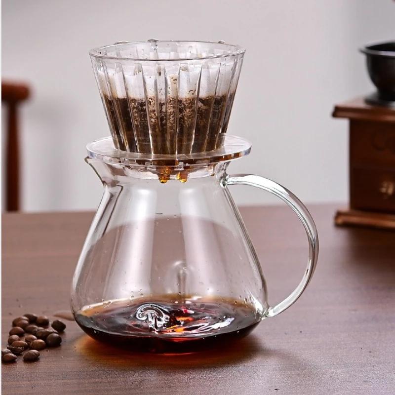 Basket Coffee Dripper Crystal Eye Pour Over Coffee Filter 1-2 People Acrylic Coffee Filter Cup Filter Papers Press Flat Bottom