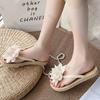 Fashion Comemore Flowers Flip Flops for Women Fashion Open Toe Light Flat Bottom Casual Women Slides Indoor Outdoor Women's Beach Shoes