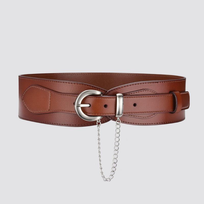 

Новый пуховик в корейском стиле с поясом для женщин, Универсальный модный ретро широкий пояс для женщин, Jurgen Leather Простая отделка талии Пояс-корсет