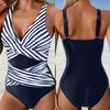 Women's Swimsuit Sleeveless Summer Casual Striped One-piece Sexy European and American Swimsuit