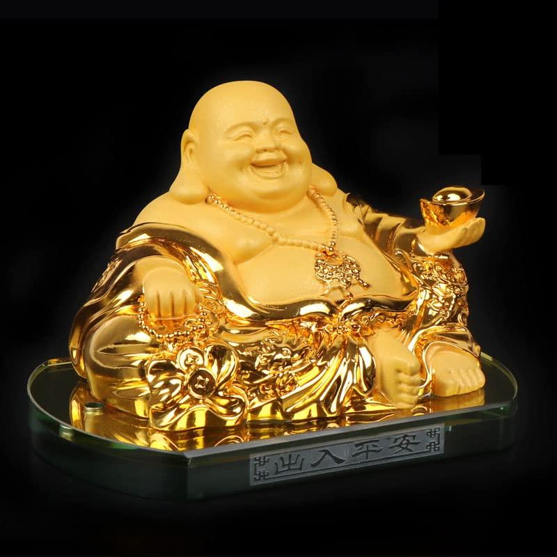 Buddha One of the Seven Lucky Gold Protects Against Brings Good Feng Shui Entryway Auspicious New Car Ornament Statue, Hotei, Gods, Figurine, Evil,