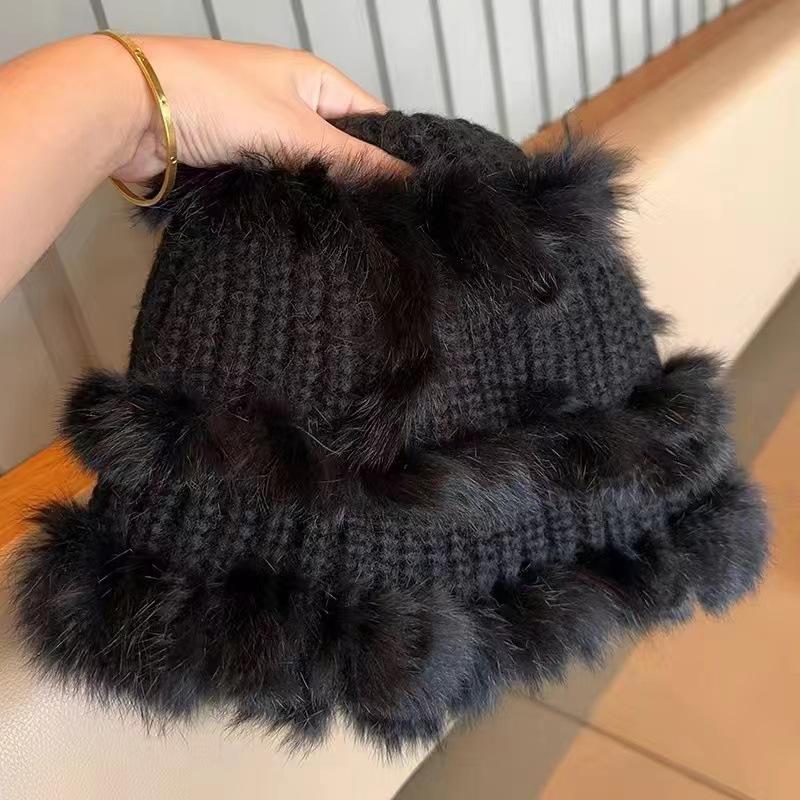 

Новая шляпа-ведро из кроличьей шерсти, теплые шапки для рыбалки, шляпа-ведро из искусственного меха для мужчин и женщин, зимние шапки-топы для больших голов, подходящие шапочки