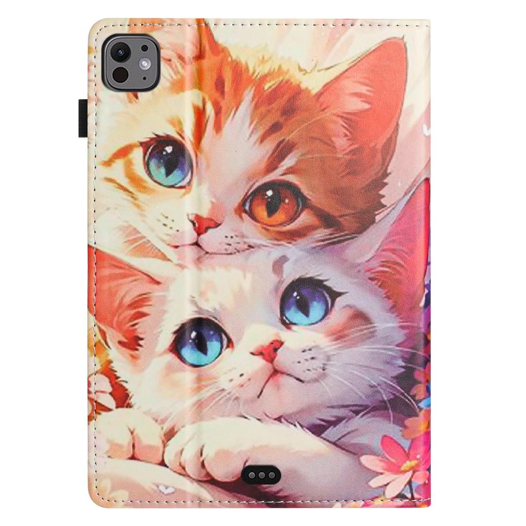 For iPad Pro 11 (2024) Tablet Case Litchi Texture Pattern Printing Leather Cover Auto Sleep/Wake with Card Holder