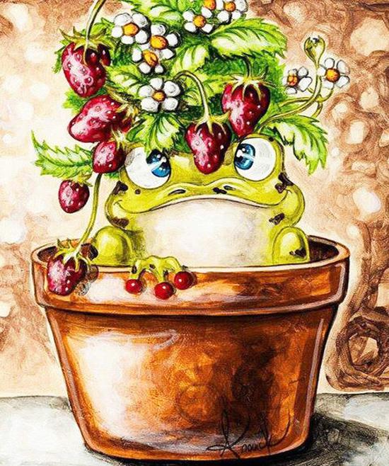 

RUOPOTY картина лягушка животное картина маслом настенное искусство с цифрами раскраска ручная роспись подарки на холсте наборы 40x50cm NO Frame