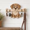 Colgador de Llaves de Madera Montado en la Pared, Gancho de Entrada con Forma de Hueso Sostenido por un Perro para el Hogar, la Cocina, el Pasillo, Organizador de Llaves Rústico para Llaves, Correa de Perro