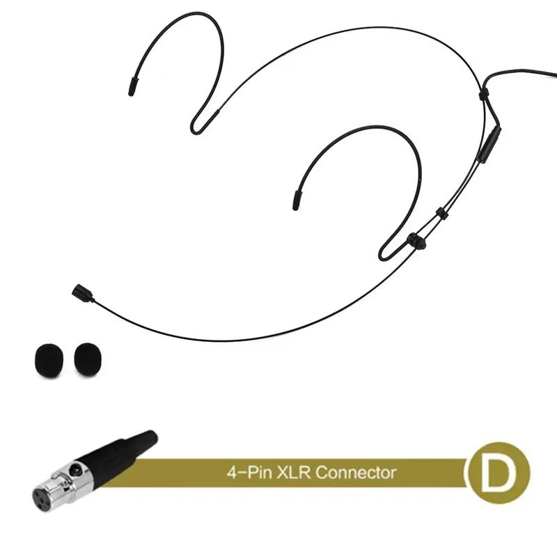 Double Earhook Headset Mic Headworn Microphone For With 2PCS Microphone Cover
