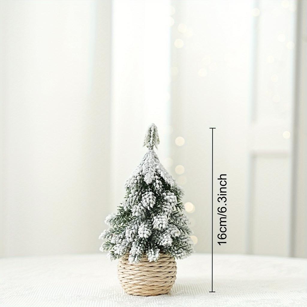 4pcs Set of Artificial Mini Christmas Tree,  Hemp Rope Bottom Basin Christmas Tree, Suitable for Home Desktop Decoration At Christmas