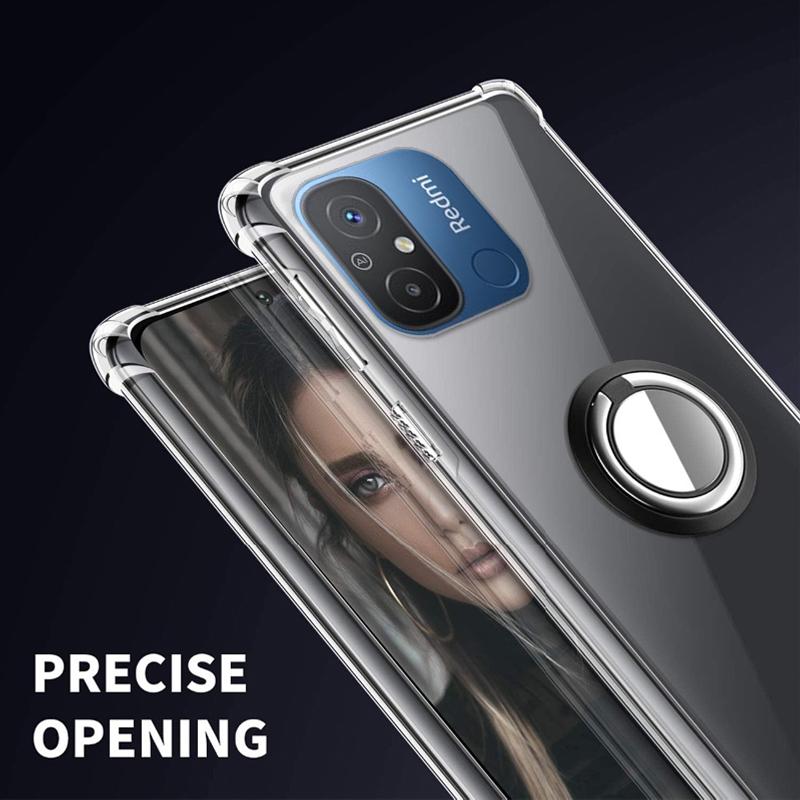 Ringständer klarer Fall für Redmi 12C 12 10C 10A 10X 9I 9C 9T 8A 7 6 Pro Halter Halterung Airbag stoßfest transparente weiche Silikon-Telefon-Rückseite