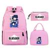 3 Piece School Backpack Set for Students Large Capacity Oxford Cloth Schoolbag with Shoulder Strap and Pencil Case