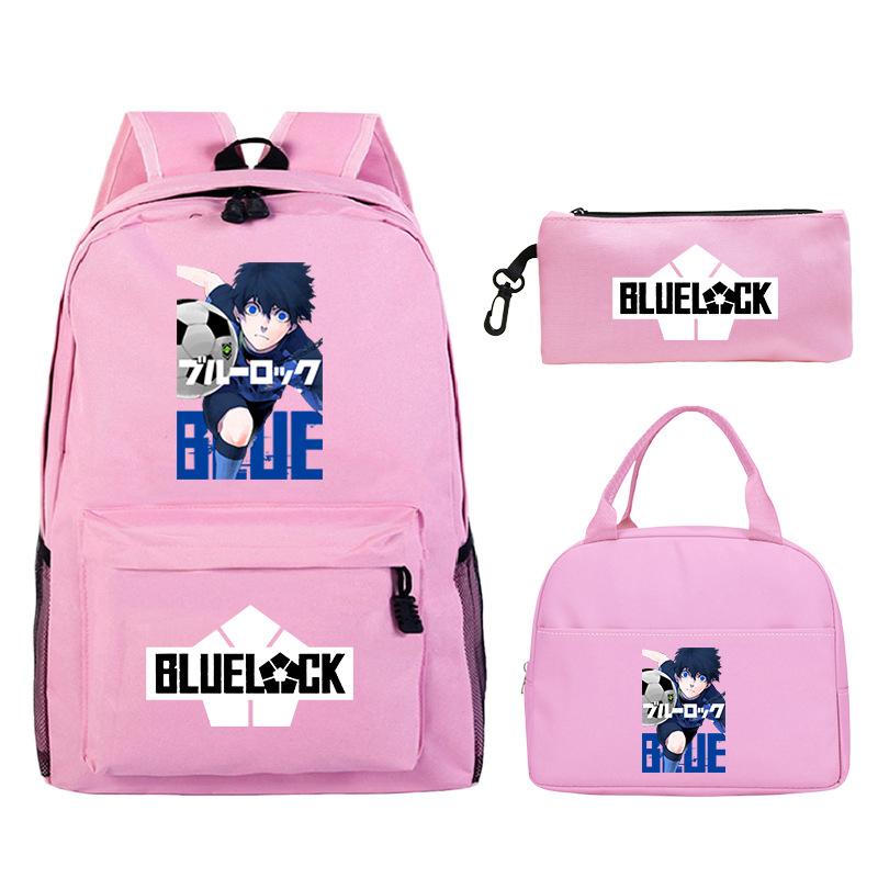 3 Piece School Backpack Set for Students Large Capacity Oxford Cloth Schoolbag with Shoulder Strap and Pencil Case