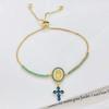 5-Color Virgin Mary Bracelet Luxury Rhinestones Cross Tassel Bracelet Simple Exquisite Crystal Bracelet Party Jewelry Gift