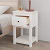 Table de chevet - Maison Exclusive - Blanc - Bois de pin massif - Grand espace de rangement