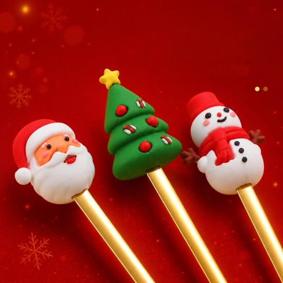 Weihnachtsgabel/Löffel, Langlebiger Edelstahl, mit Niedlicher 3D-Weihnachtspuppen-Dekor Besteck, für Festliches Zuhause Restaurant