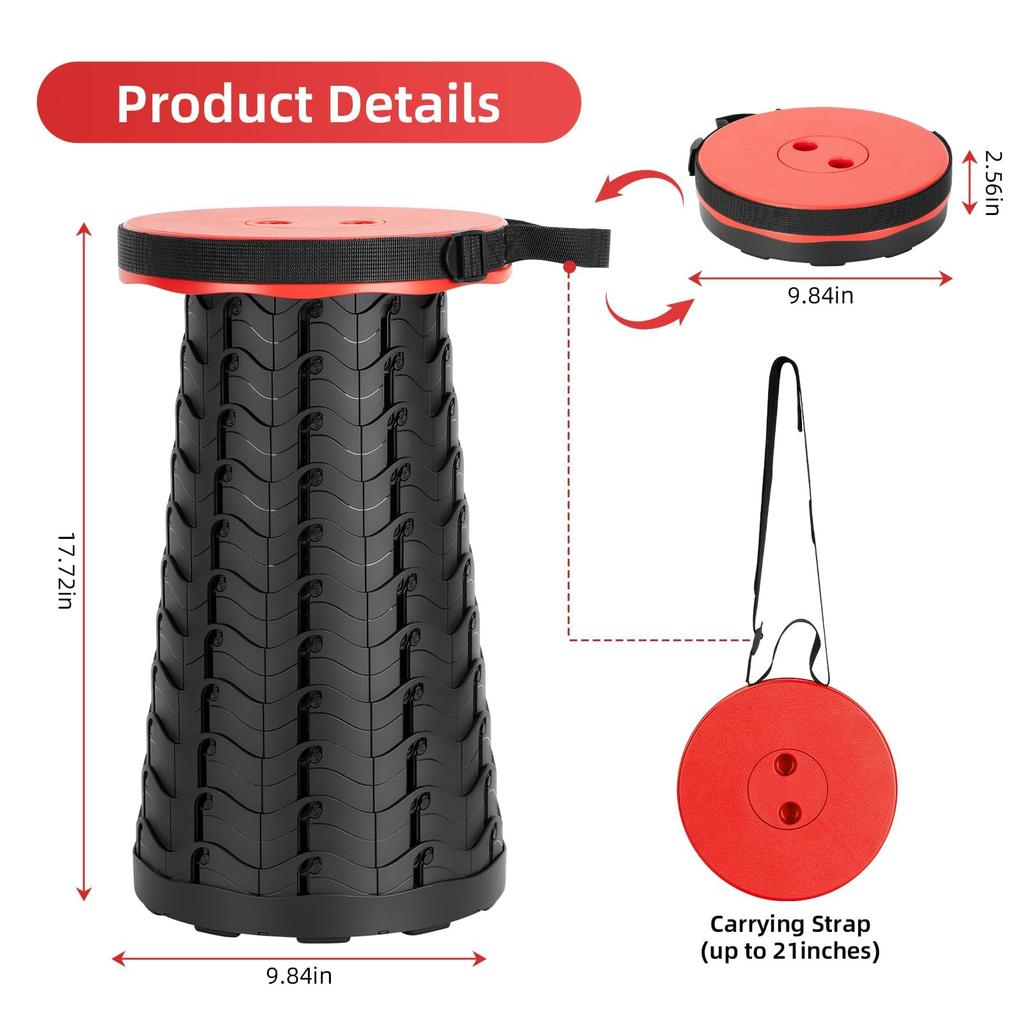 Upgraded Folding Stool Lightweight Yet More Sturdy with Load Capacity 400lbs Space Saving Furniture Stools for Camping Fishing