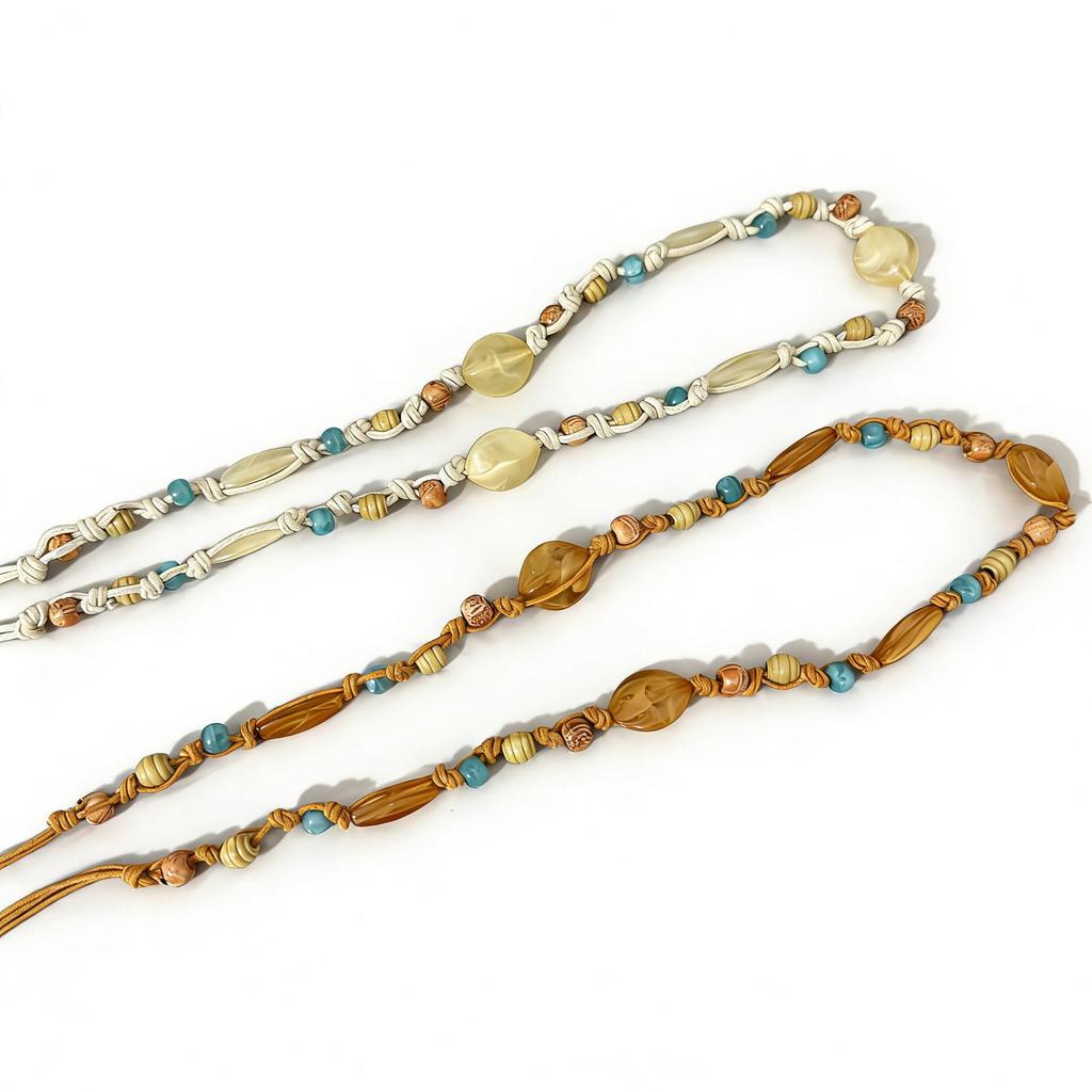 Retro Bohemian Hand-woven Agate Beaded Waist Chain for Women - Elegant Skirt Accessory