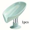 1/2pcs Leaf-shaped Soap Dish Drainage Rack Drill Bathroom Accessory with Suction Cups Non-Slip and Water Free Soap Tray Holder