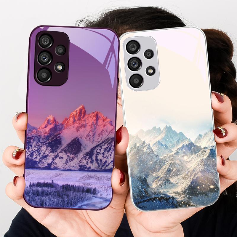 Snow Mountain Scenery For Samsung S8 S9 S10 S20 U Ltra S21 Pro S22 Plus S23 FE S24 Ultra S25 Edge S25Ultra Glass Phone Case