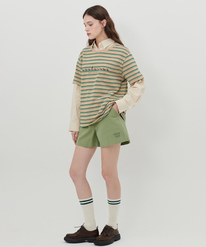 Eoboneoseu Lettering Print Shorts [Green]