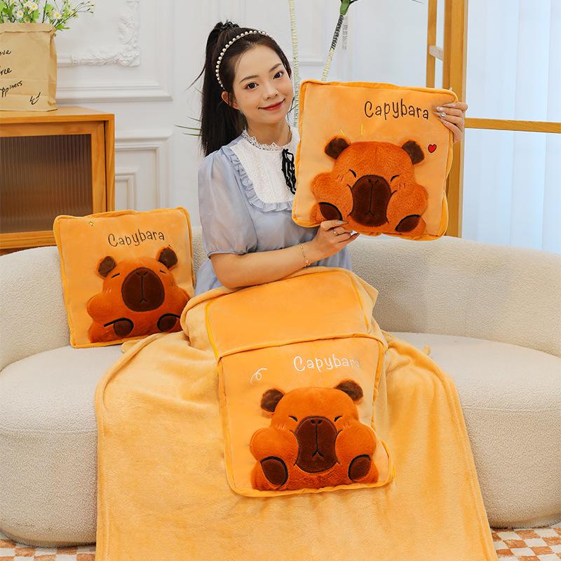 3D Pop-up Capybara Blanket & Pillow: Multi-functional Plush Sofa Throw for Office or Home