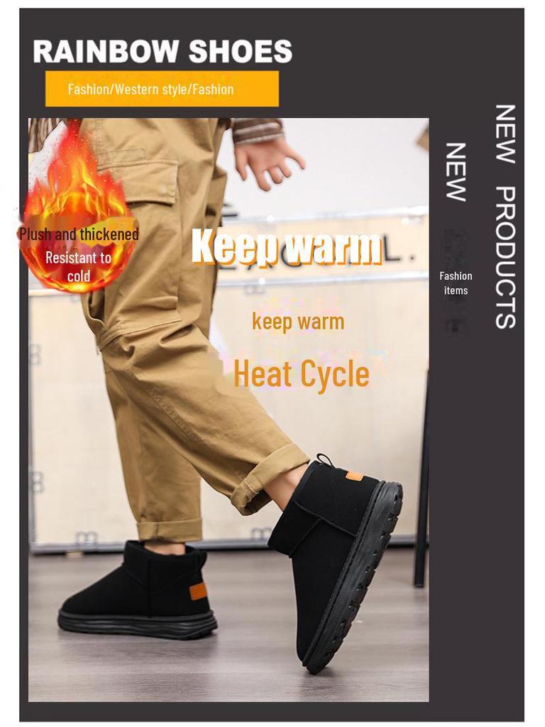 Severovýchodní pánské zimní sněhule: Sametem podšité, Hrubé Teplé Kůže a Kožešiny, Boty do chladného počasí