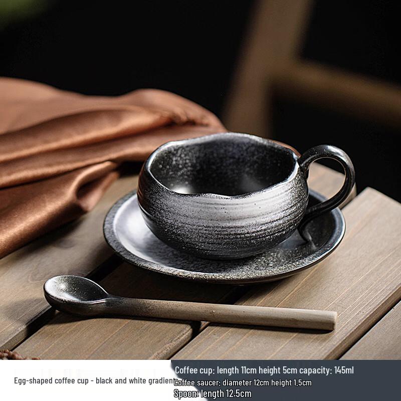 Retro Keramik Kaffeebecher und Untertasse Set