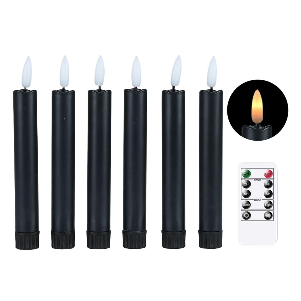 3 oder 6 Stück Beige/Schwarz Raum Dekorative Weihnachten Halloween Kerzen, 6,5 Zoll/10 Zoll Kunststoff Valentinstag Kerzenlicht Feiertag